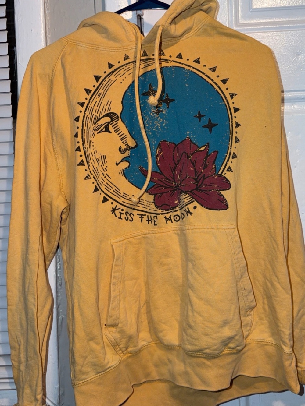 Medium Women’s Kiss The Moon French Terry Hoodie - Yellow